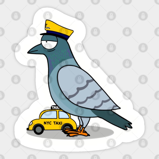 NYC Taxi Pigeon Sticker by Coconut Moe Illustrations